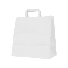 Bolsa de papel blanca con asa plana | 28+16x29 cm | Caja 300uds