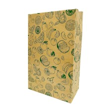 Sobre de papel americano para frutería fabricado con papel kraft verjurado de 100 gramos con una medida de 25+14x40 centímetros.