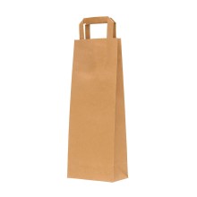 Bolsas de papel de asa plana kraft marrón para botellas con una medida de 18+8x39cm, perfecta para botellas