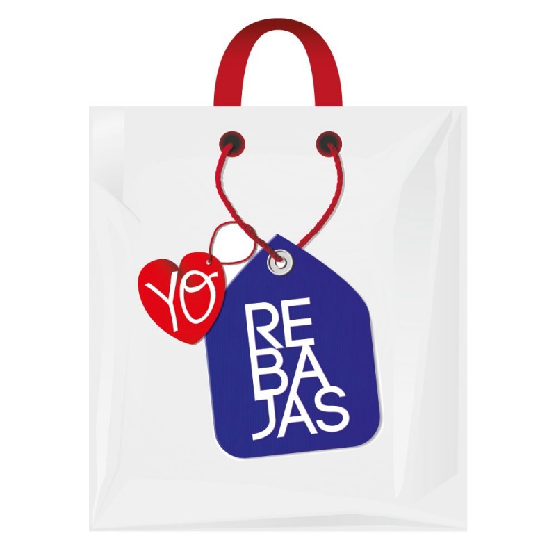 Bolsa de plástico lazo para rebajas fabricada con el 70% de plástico reciclado Bolsa de plástico lazo para rebajas fabricada con el 70% de plástico reciclado
