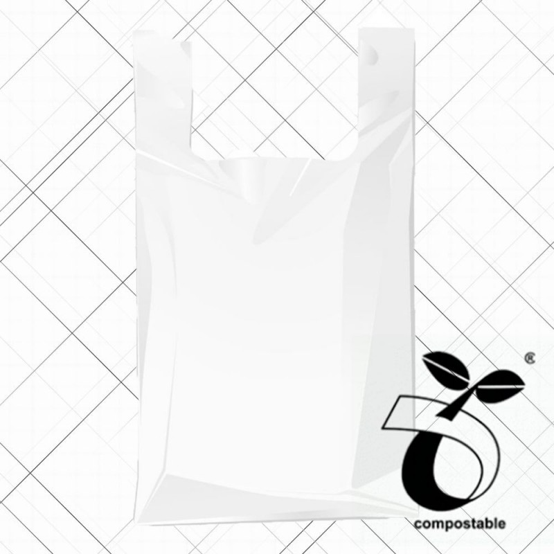 Bolsa de plástico reciclado impresa círculos. Pack 50uds Medida