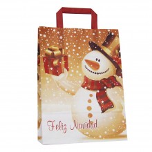 Bolsas de papel navideñas, con medidas de 25+9x34 cm.
