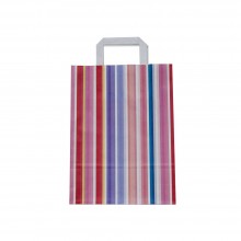 Bolsa de papel impresa con lineas con asa plana | 25+9x34 cm | Caja 175uds