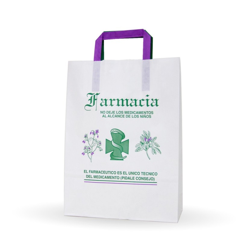 Bolsa de papel para farmacia - Tamaño 25+9x34