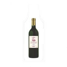 Bolsa de plástico reciclado para botellas de vino con una medida de 15x50/40 centímetros, contiene un 70% de material reciclado