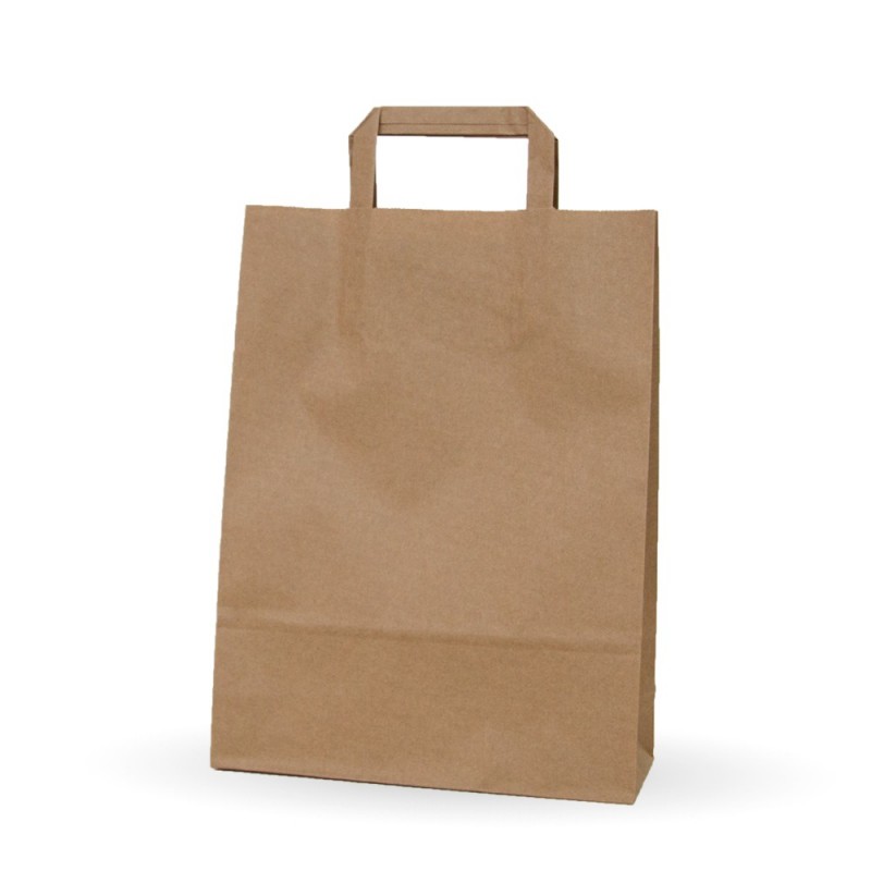 Bolsa de kraft con plana | 25+9x34 cm | Caja 400uds