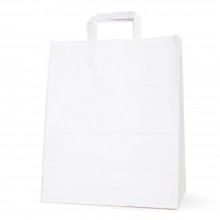 Bolsa de papel kraft con asa plana (take away) - Medida: 32+22x25cm