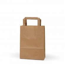 Bolsa de kraft con asa plana. Caja 600uds - Medida: 18+8x24cm