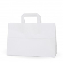 Bolsa de papel kraft con asa plana (take away) - Medida: 32+22x25cm