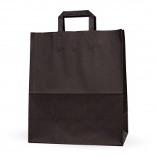 Bolsa de papel negra con plana. Caja 125uds - Medida: 32+17x40cm