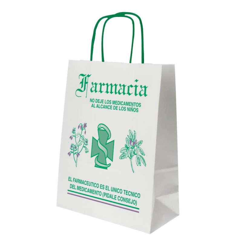 Farmacia 24+11x32 | Bolsa de papel con retorcida o rizada Farmacia 24+11x32 | Bolsa de papel con retorcida o rizada