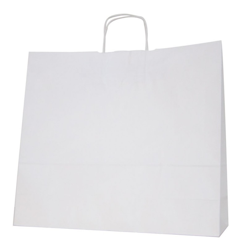 Bolsa papel blanca con asa retorcida - 125uds - Medida:45+14x40 cm