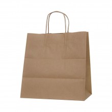 Bolsa de papel kraft marrón con asa retorcida | 30+19x32 cm | Caja 125uds