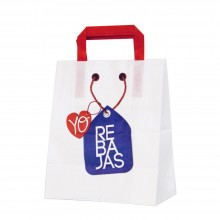 Bolsa de papel para rebajas con asa plana | 21+13x26 cm | Caja 225uds