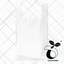 Bolsa anónima de fécula de maíz (biodegradable y compostable) con asa de camiseta