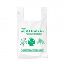 Bolsa compostable y biodegradable para farmacia con una medida de 30/19x35 centímetros