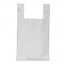 Bolsa de plástico gris fabricada con un 70% de material reciclado con una medida de 30/19x40 centímetros